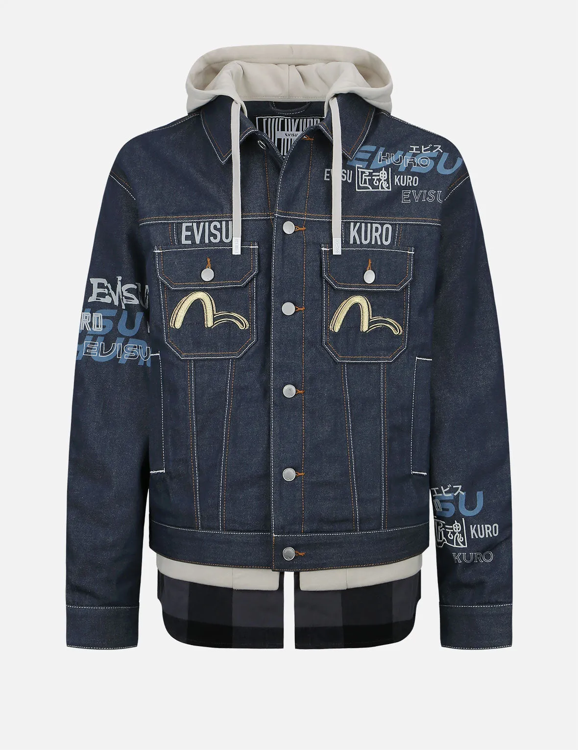 Logo Print Mock 3-in-1 Padded Denim Jacket