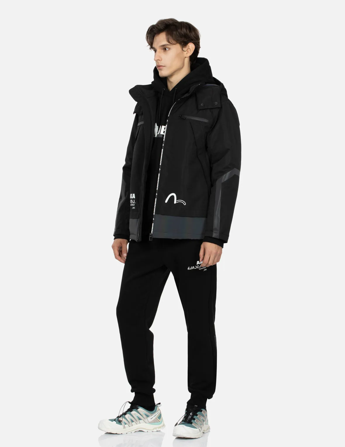 Logo Print Regular Fit Hooded Padded Jacket