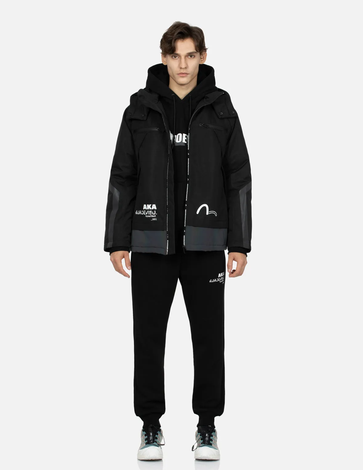 Logo Print Regular Fit Hooded Padded Jacket