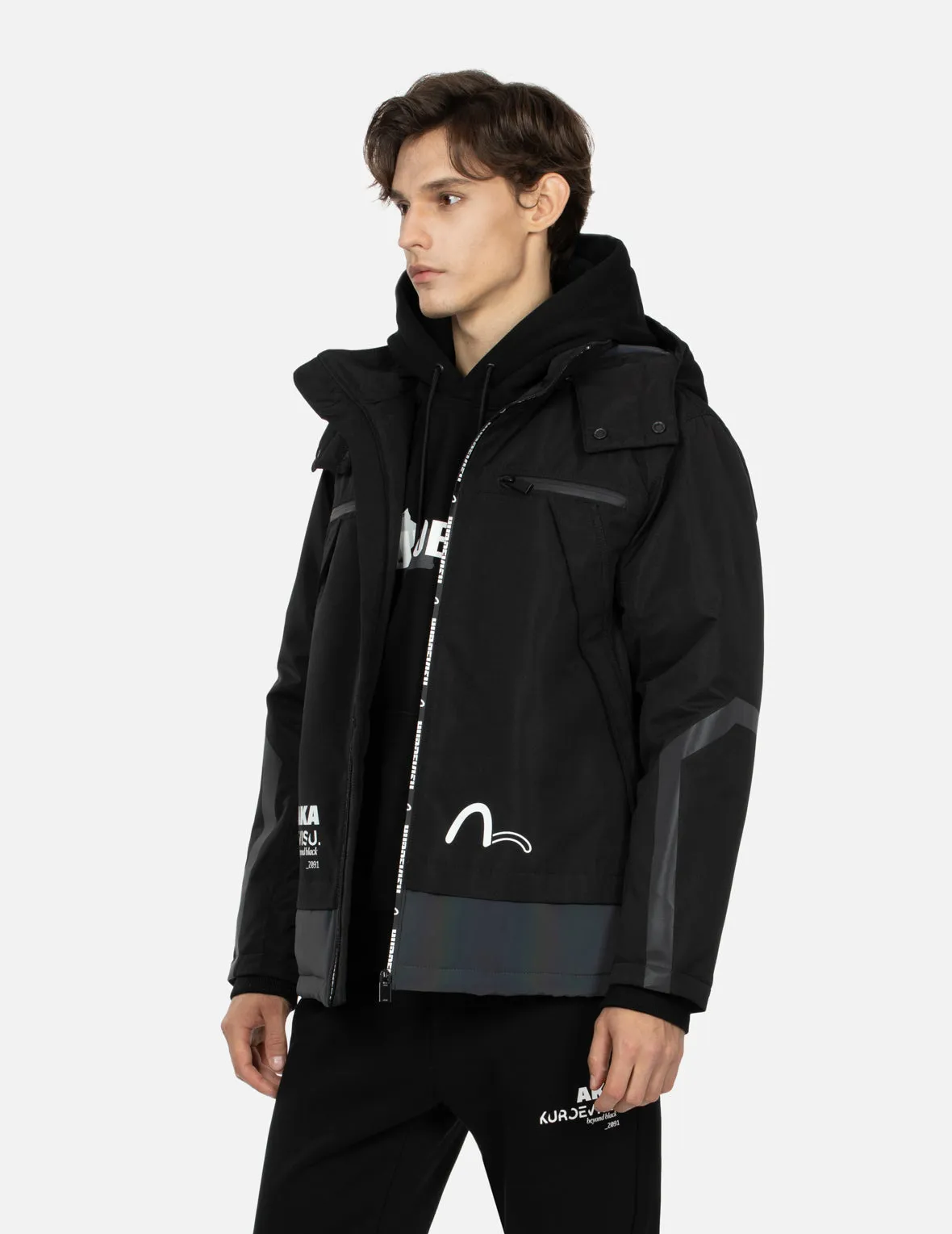 Logo Print Regular Fit Hooded Padded Jacket