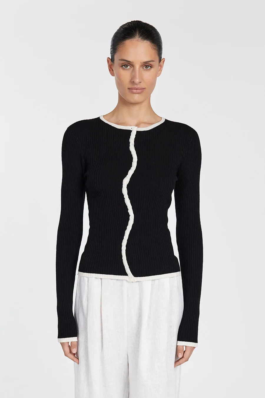 LUCILLE BLACK CONTRAST CARDIGAN