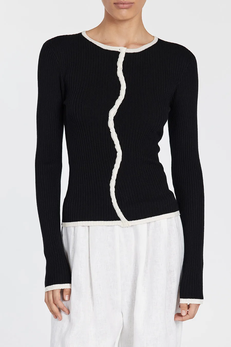 LUCILLE BLACK CONTRAST CARDIGAN