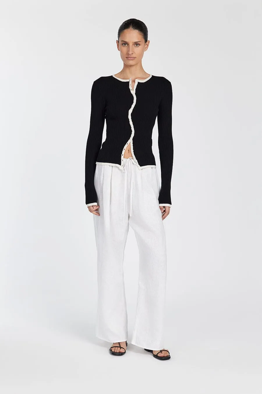 LUCILLE BLACK CONTRAST CARDIGAN