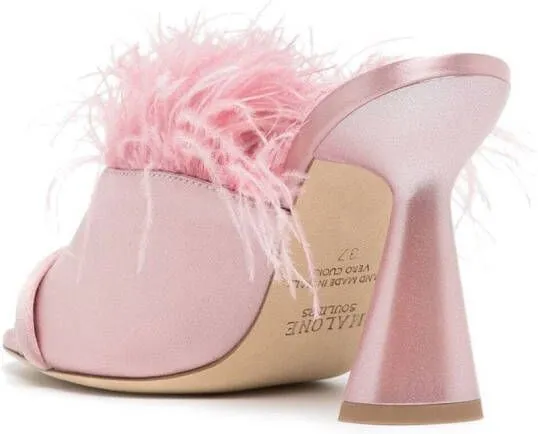 Malone Souliers Rima 95 feather detail mules Pink