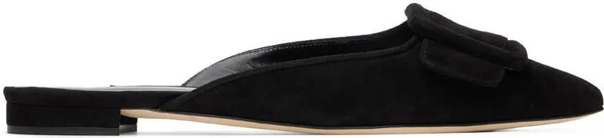 Manolo Blahnik Black Maysaleflat Flat Mules