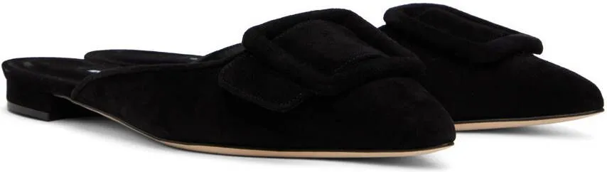 Manolo Blahnik Black Maysaleflat Flat Mules