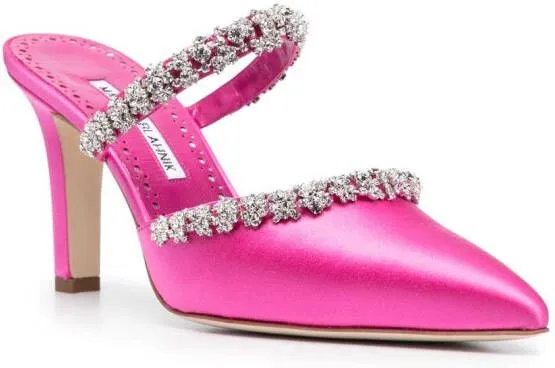 Manolo Blahnik Vedadamu 80mm crystal-embellished mules Pink