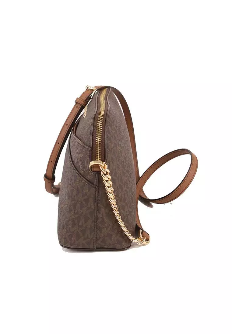 MICHAEL KORS Michael Kors Medium Signature Dome 35F1GTVC6B Crossbody Jet Set Travel Bag In Brown Acorn