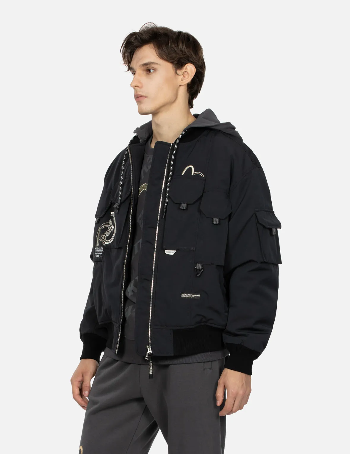 Multi-Pocket Loose Fit Padded Bomber Jacket