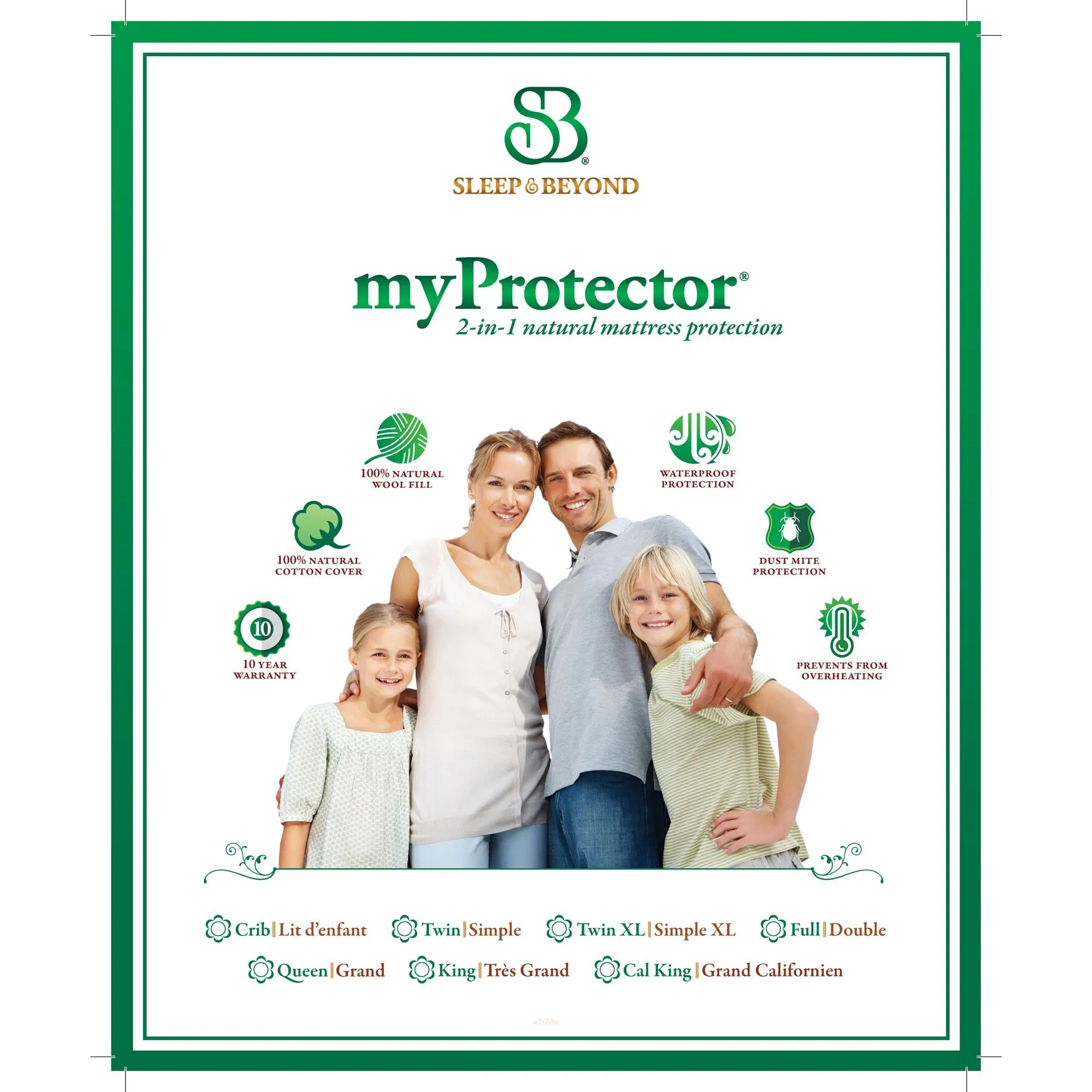 myProtector™ 2-in-1 washable natural wool mattress protector