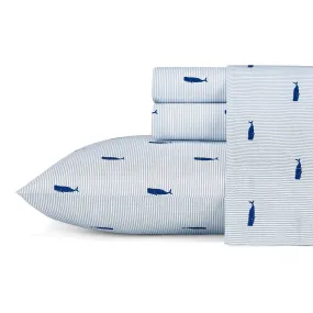 Nautica Whale Stripe Blue Twin Sheet Set Bright Cobalt