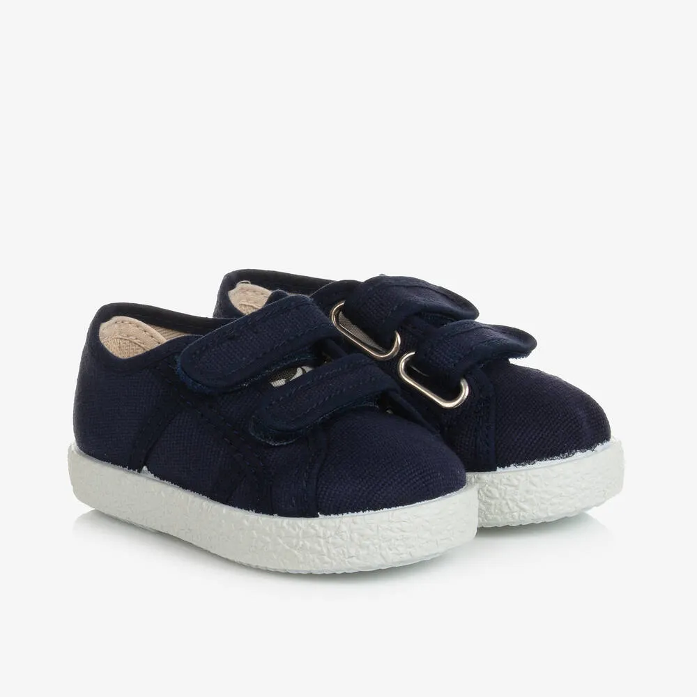 Navy Blue Canvas Trainers