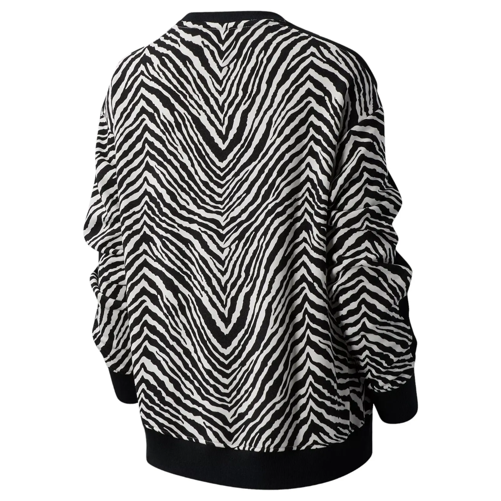 New Balance Womens Athletics AOP Animal Print Crew Sweatshirt - Black/White