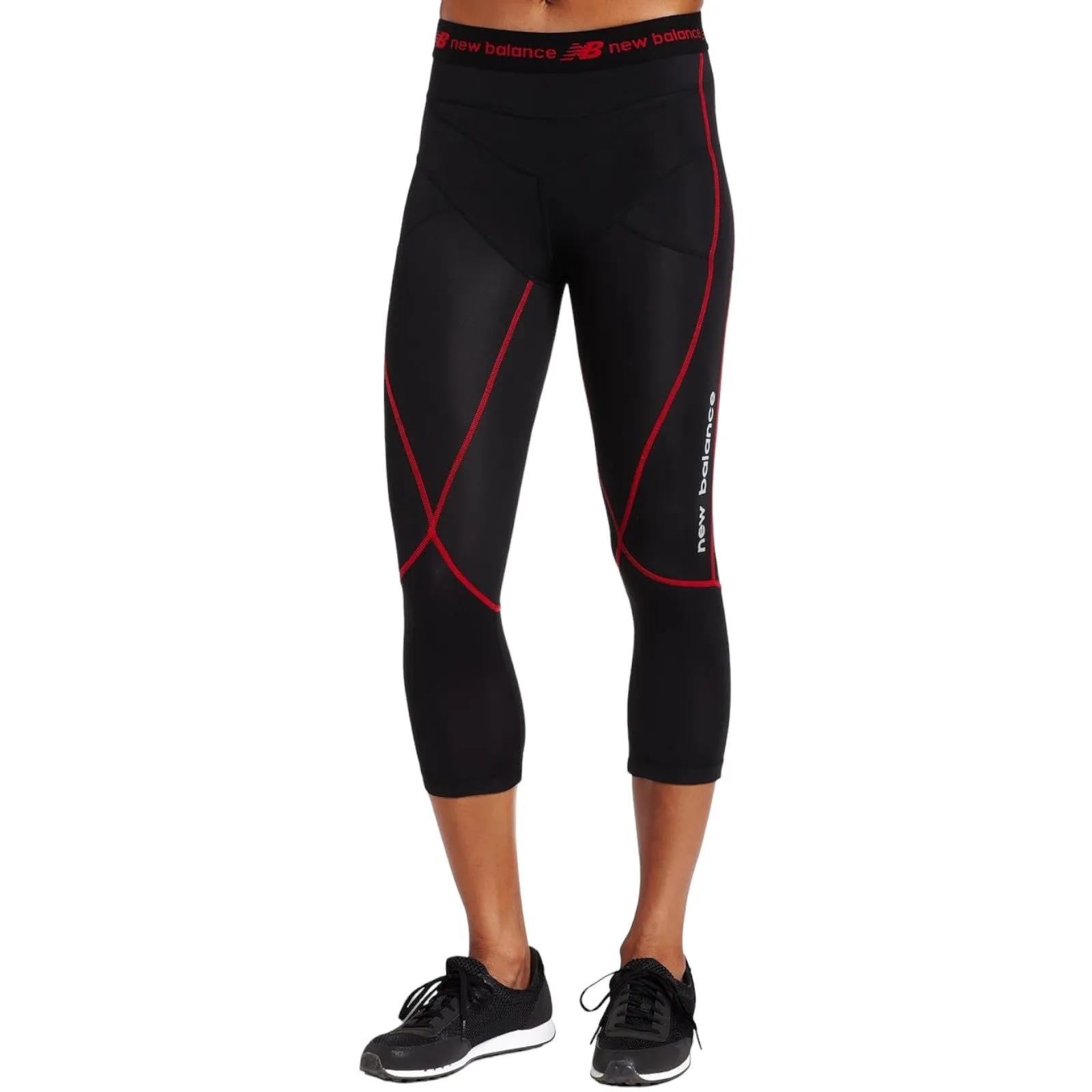 New Balance Womens Compression+ Capri Running Tights - Black