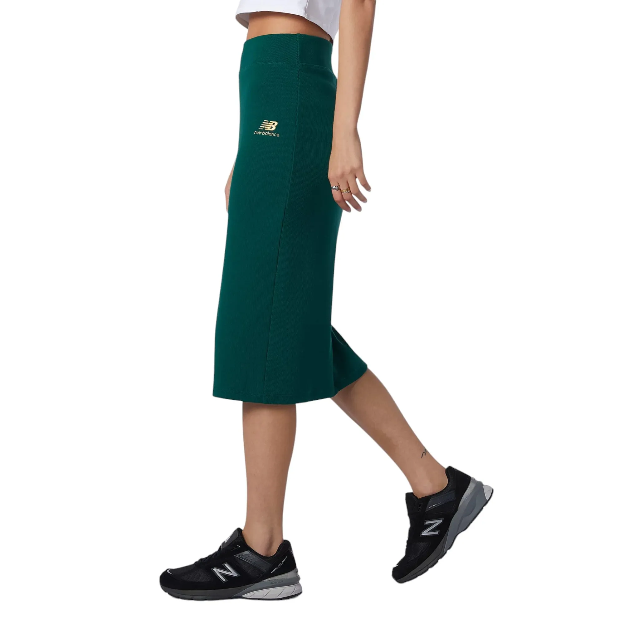 New Balance Womens Fitted Fit Athletics Lurex Skirt - Green