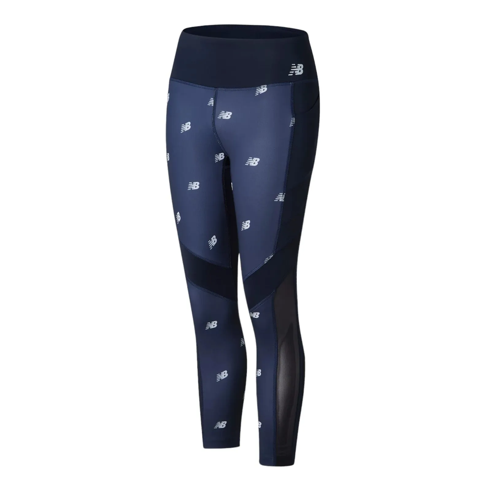 New Balance Womens Graphic Impact Run Crop Leggings - Navy