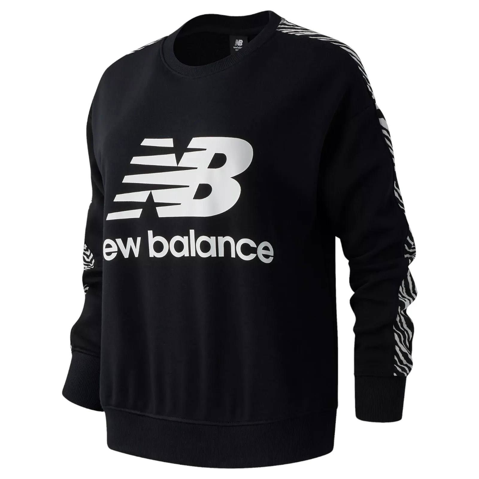 New Balance Womens NB Athletics Animal Print Crew Sweatshirt - Black