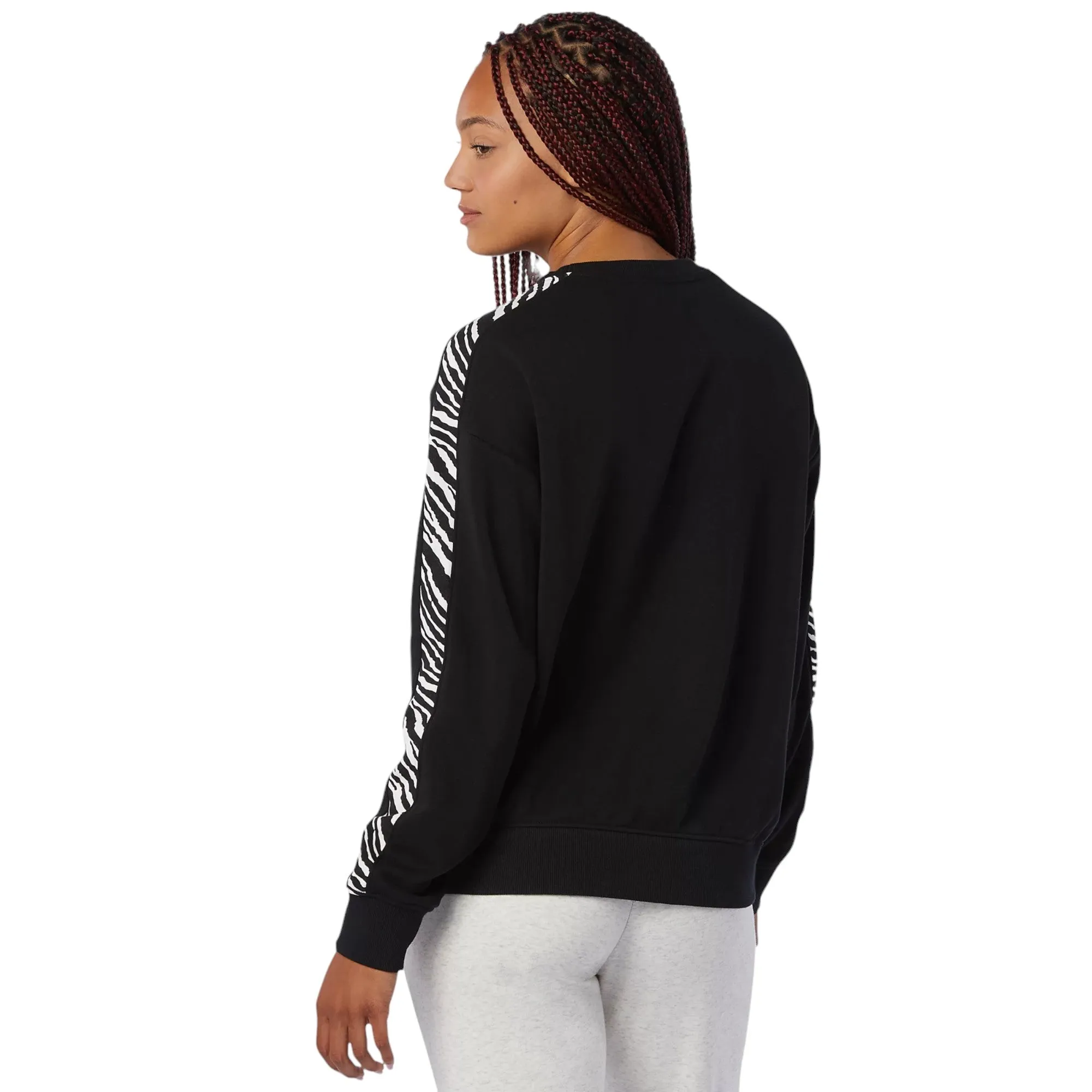 New Balance Womens NB Athletics Animal Print Crew Sweatshirt - Black