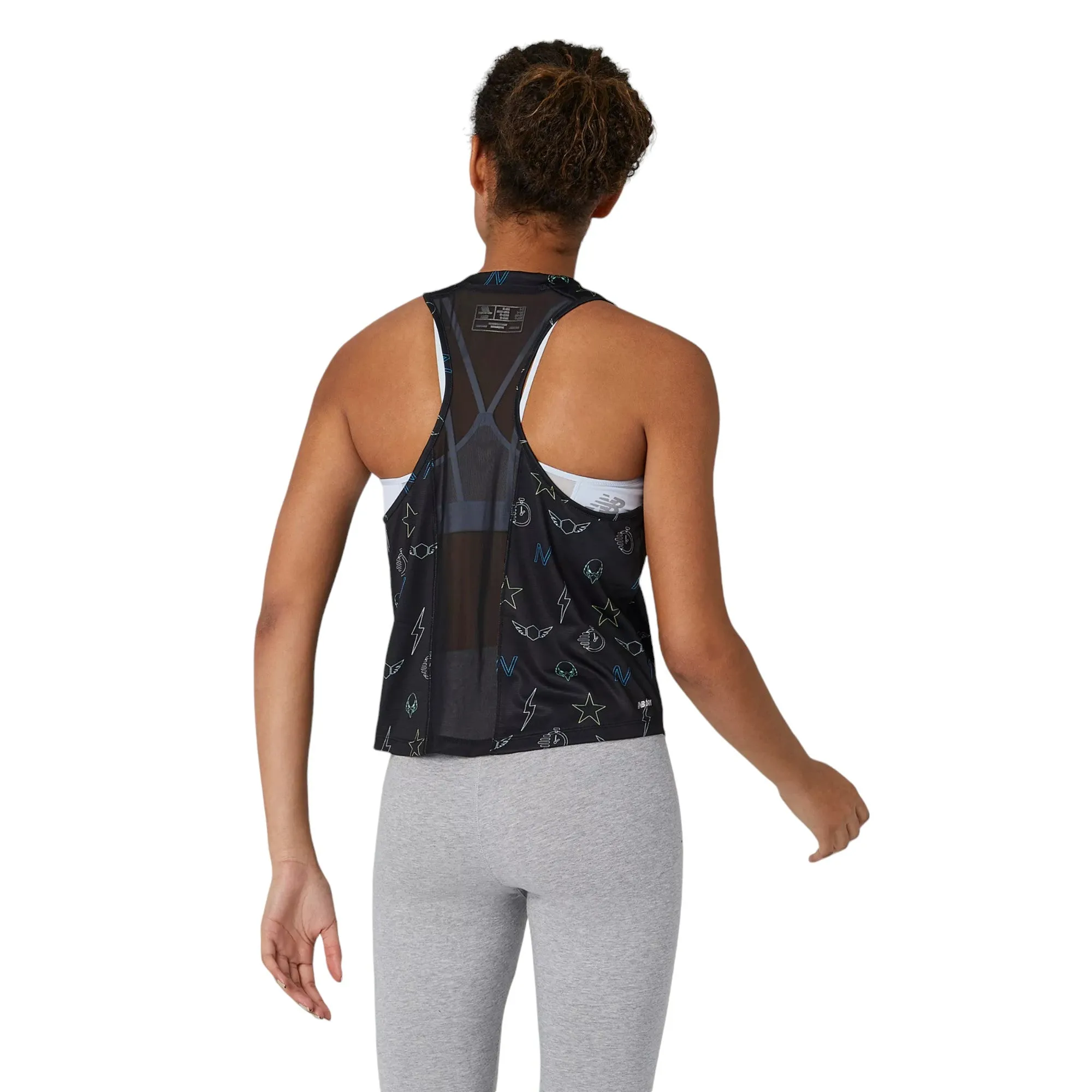 New Balance Womens Printed Fast Flight Crop Tank - Black