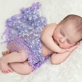 Newborn Light Purple Lace Crochet Infant Blanket/Scarf - Photography Prop