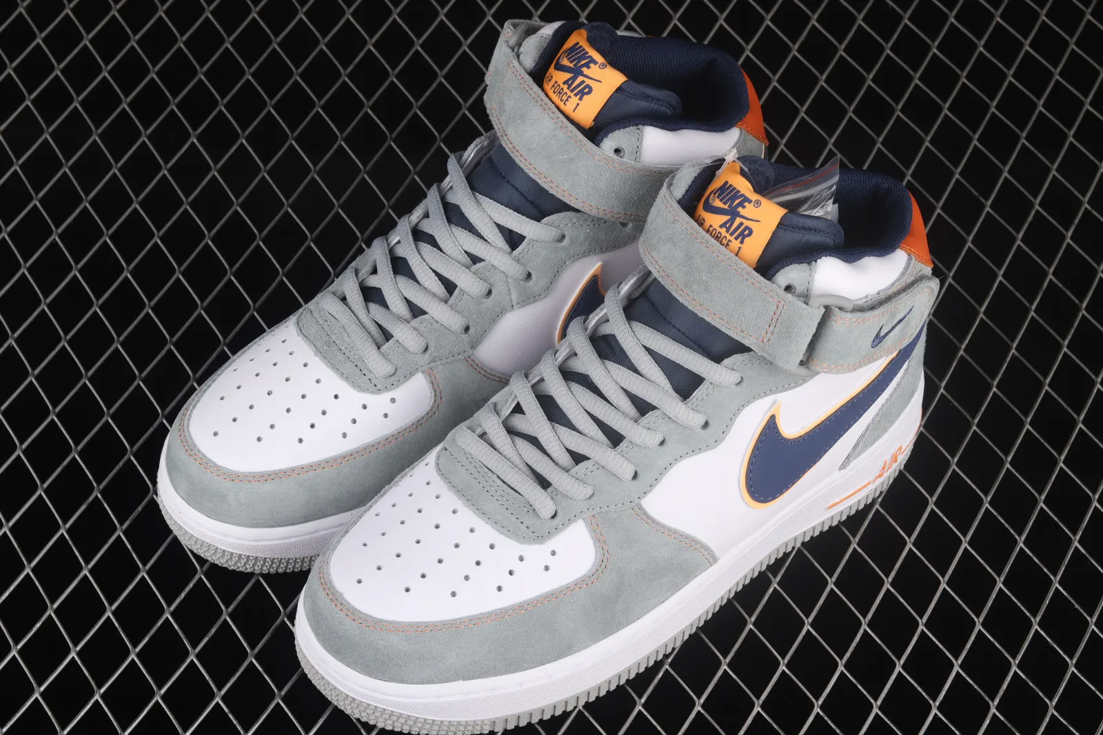 Nike Air Force 1 07 Mid Midnight Blue Orange Dark Grey CQ5059-203