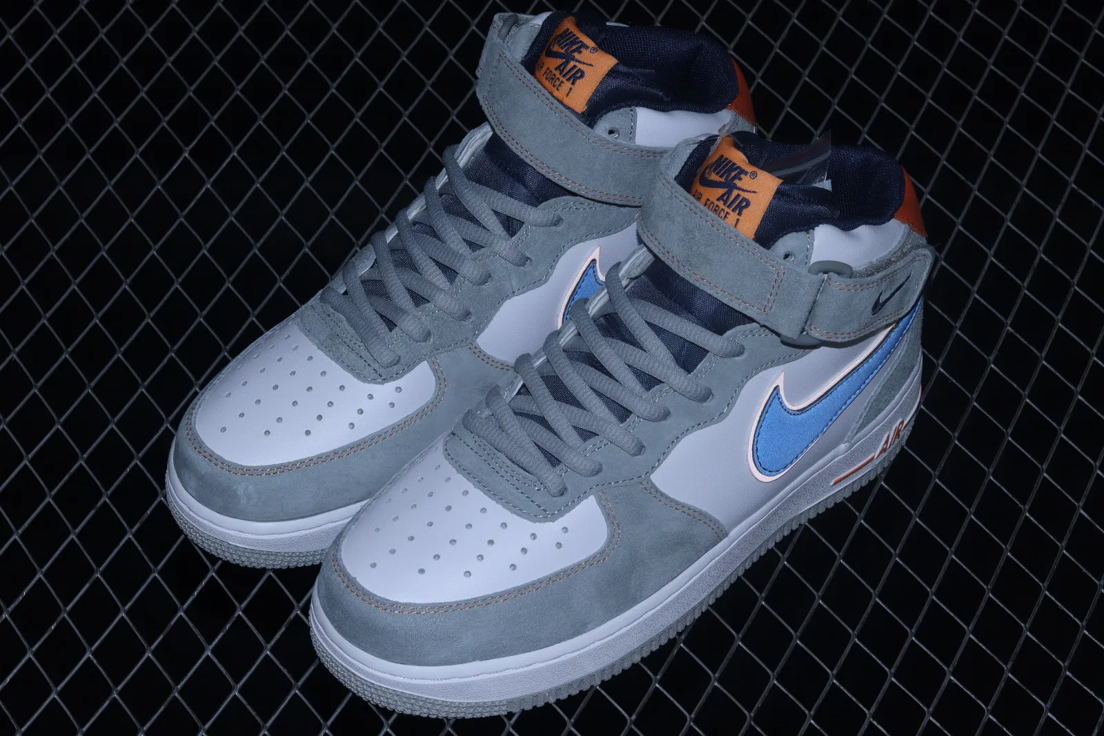 Nike Air Force 1 07 Mid Midnight Blue Orange Dark Grey CQ5059-203