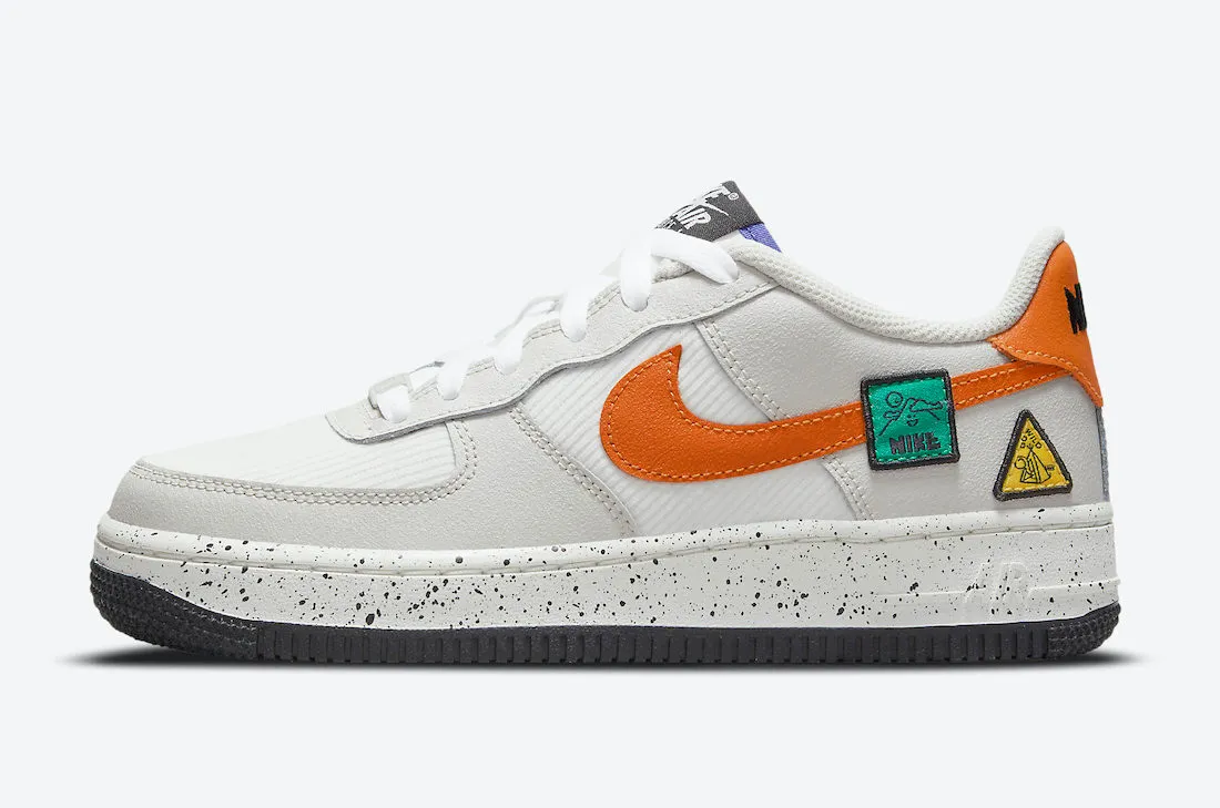 Nike Air Force 1 Low GS Light Bone Sail White Blue Stone Starfish Orange DO4657-081