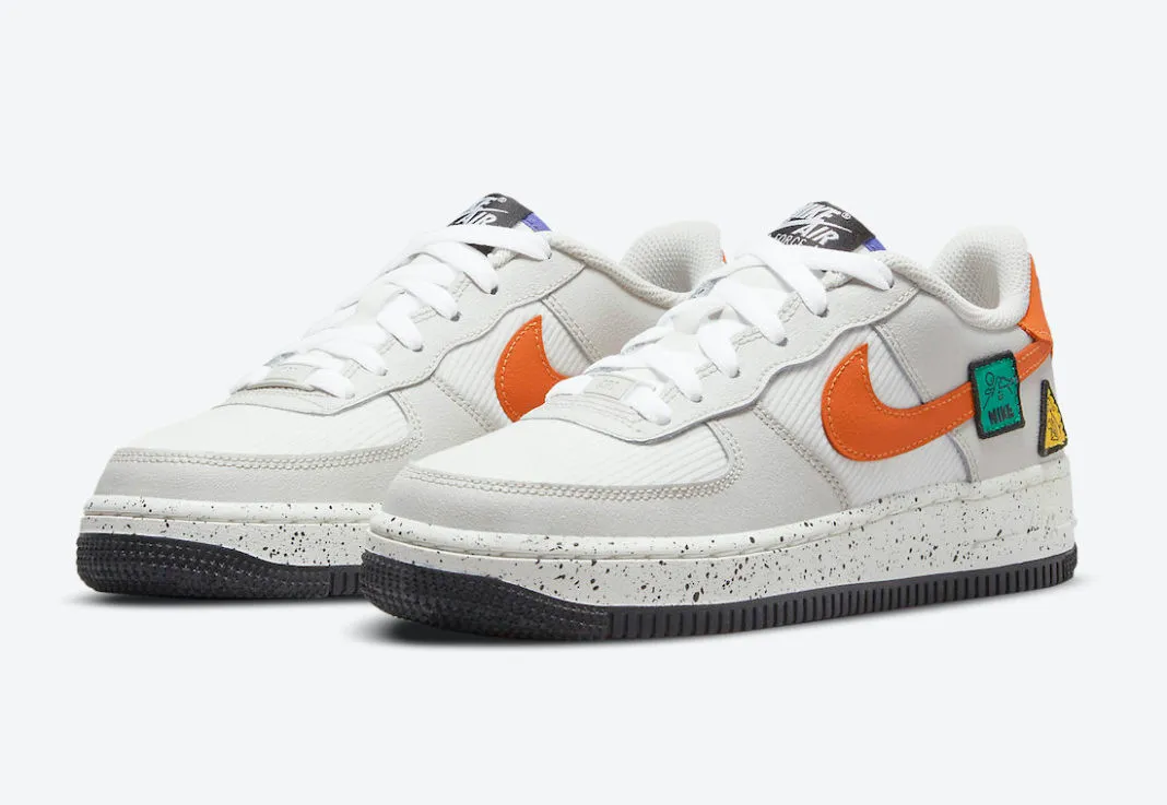 Nike Air Force 1 Low GS Light Bone Sail White Blue Stone Starfish Orange DO4657-081