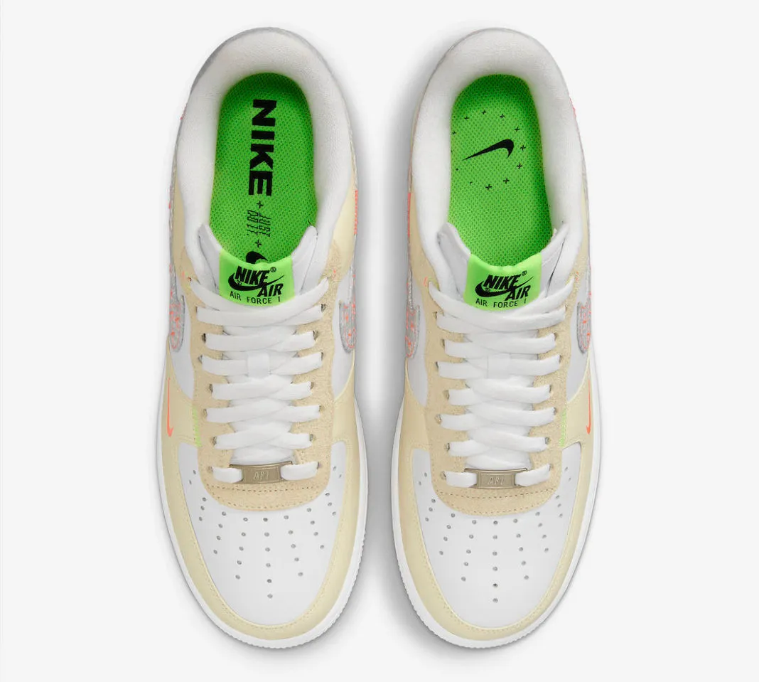 Nike Air Force 1 Low Stitch White Tan Neon FB1852-111