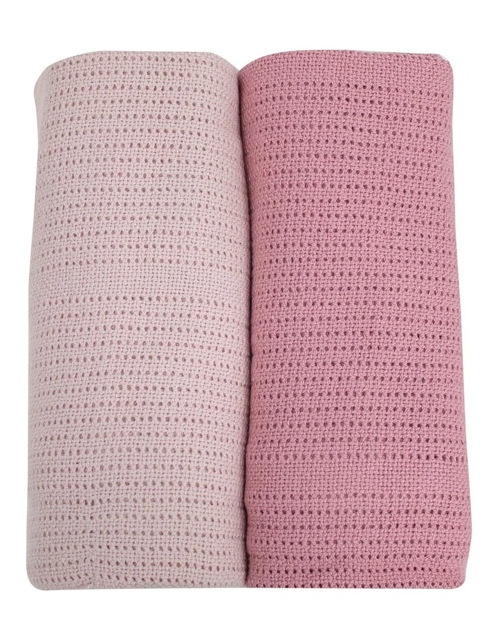 Nordic Cellular Blanket 2 Pack in Dusty Pink/Rose