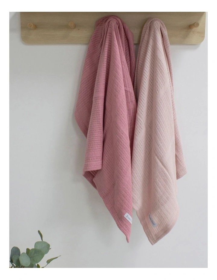 Nordic Cellular Blanket 2 Pack in Dusty Pink/Rose