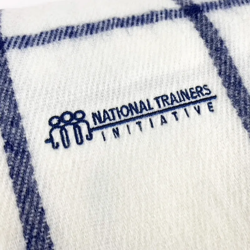 NTI Fringed Throw Blanket - White/Navy