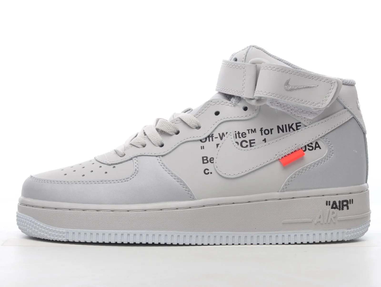 Off-White x Nike Air Force 1 Mid Light Grey White Orange DD1876-800