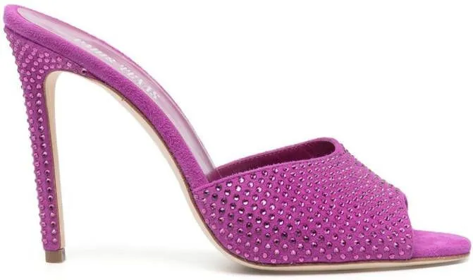 Paris Texas 115mm crystal-embellished suede mules Pink