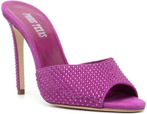 Paris Texas 115mm crystal-embellished suede mules Pink