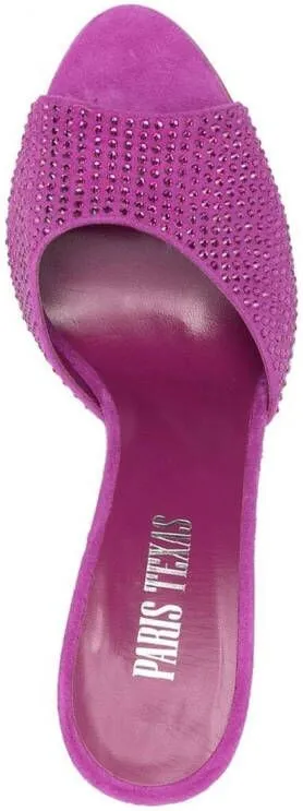 Paris Texas 115mm crystal-embellished suede mules Pink