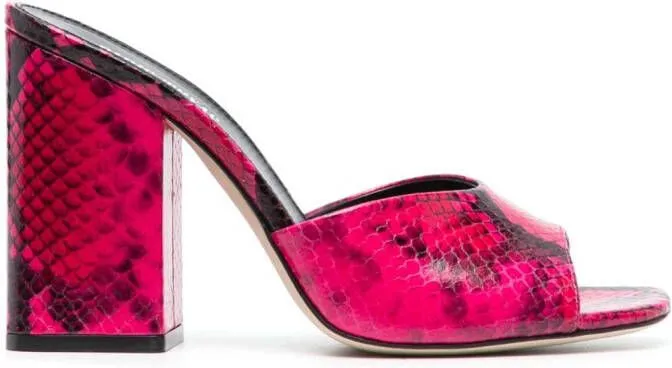 Paris Texas Anja 100mm snakeskin-effect mules Pink