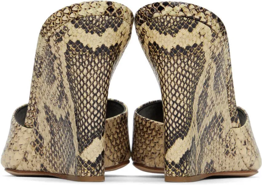 Paris Texas Beige & Brown Python Wedge Mules