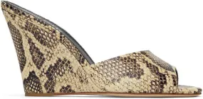 Paris Texas Beige & Brown Python Wedge Mules