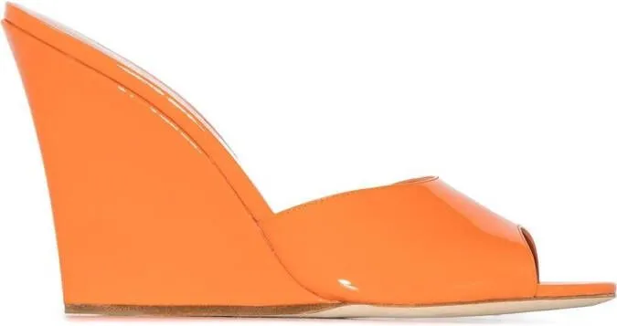 Paris Texas Wanda 110mm wedge mules Orange