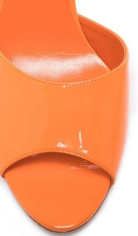 Paris Texas Wanda 110mm wedge mules Orange