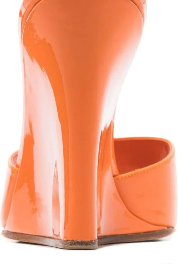 Paris Texas Wanda 110mm wedge mules Orange