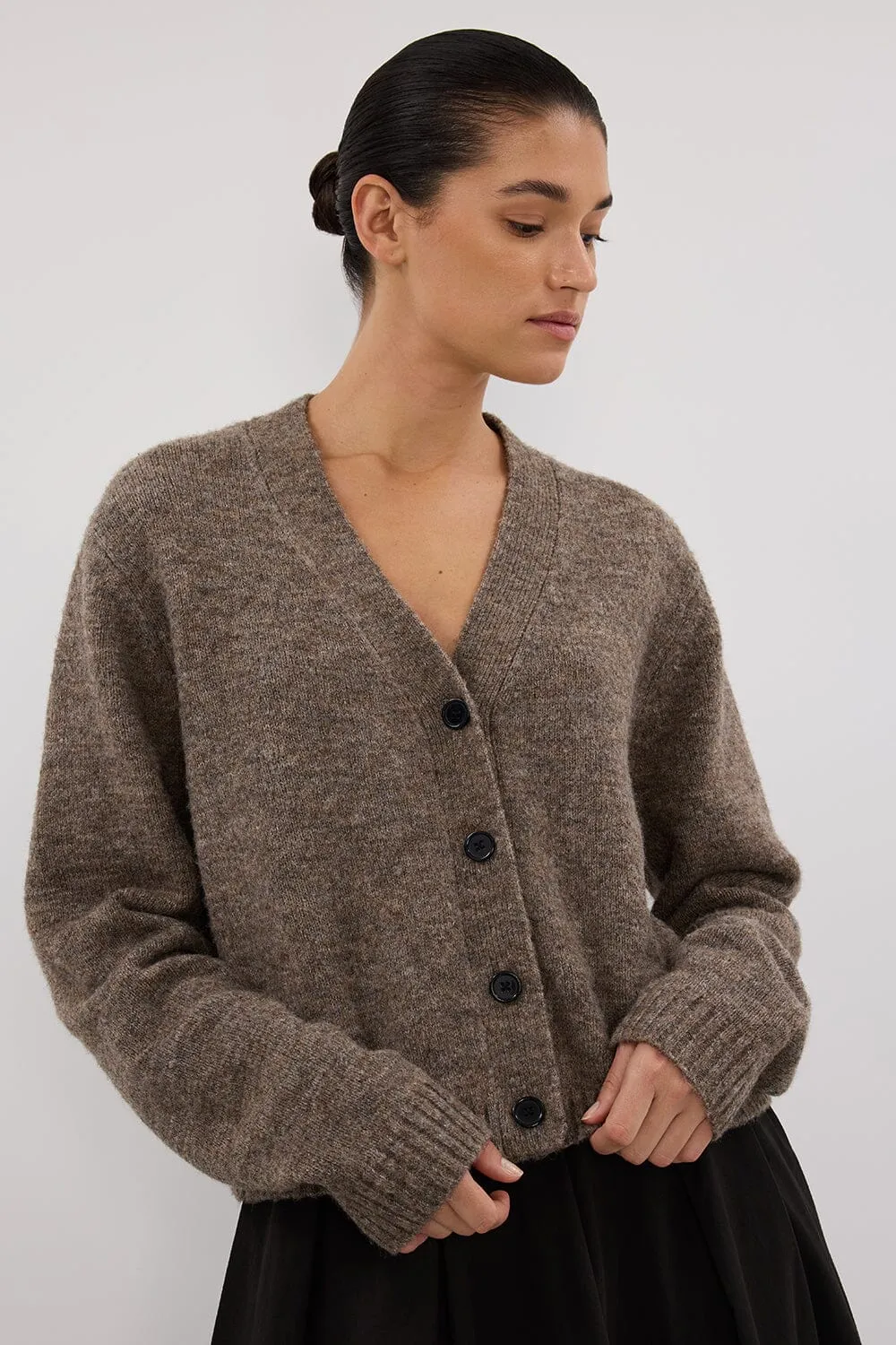 PIP CHOC MARLE KNIT CARDIGAN