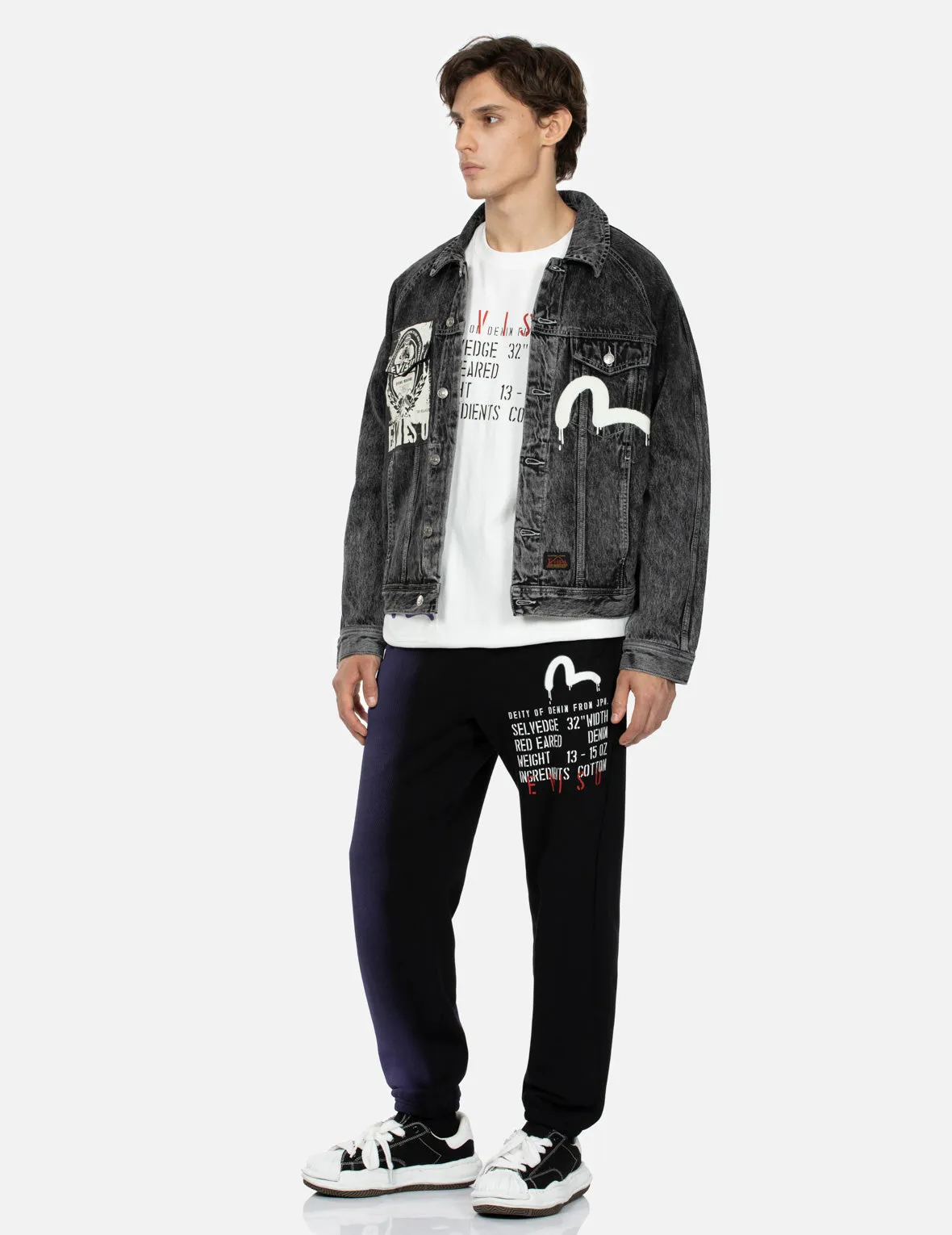 Poster Graphic and Seagull Print Loose Fit Denim Jacket