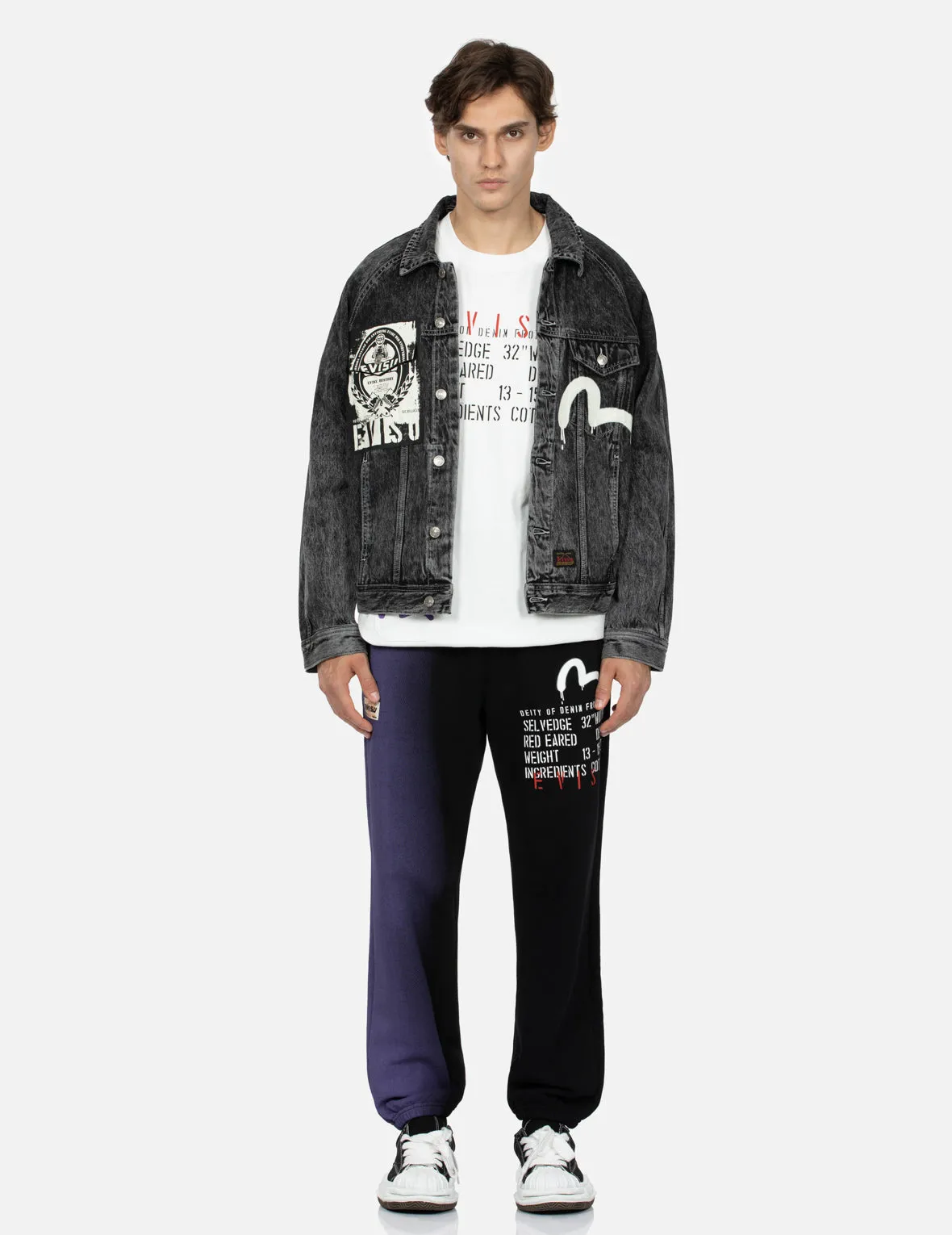 Poster Graphic and Seagull Print Loose Fit Denim Jacket