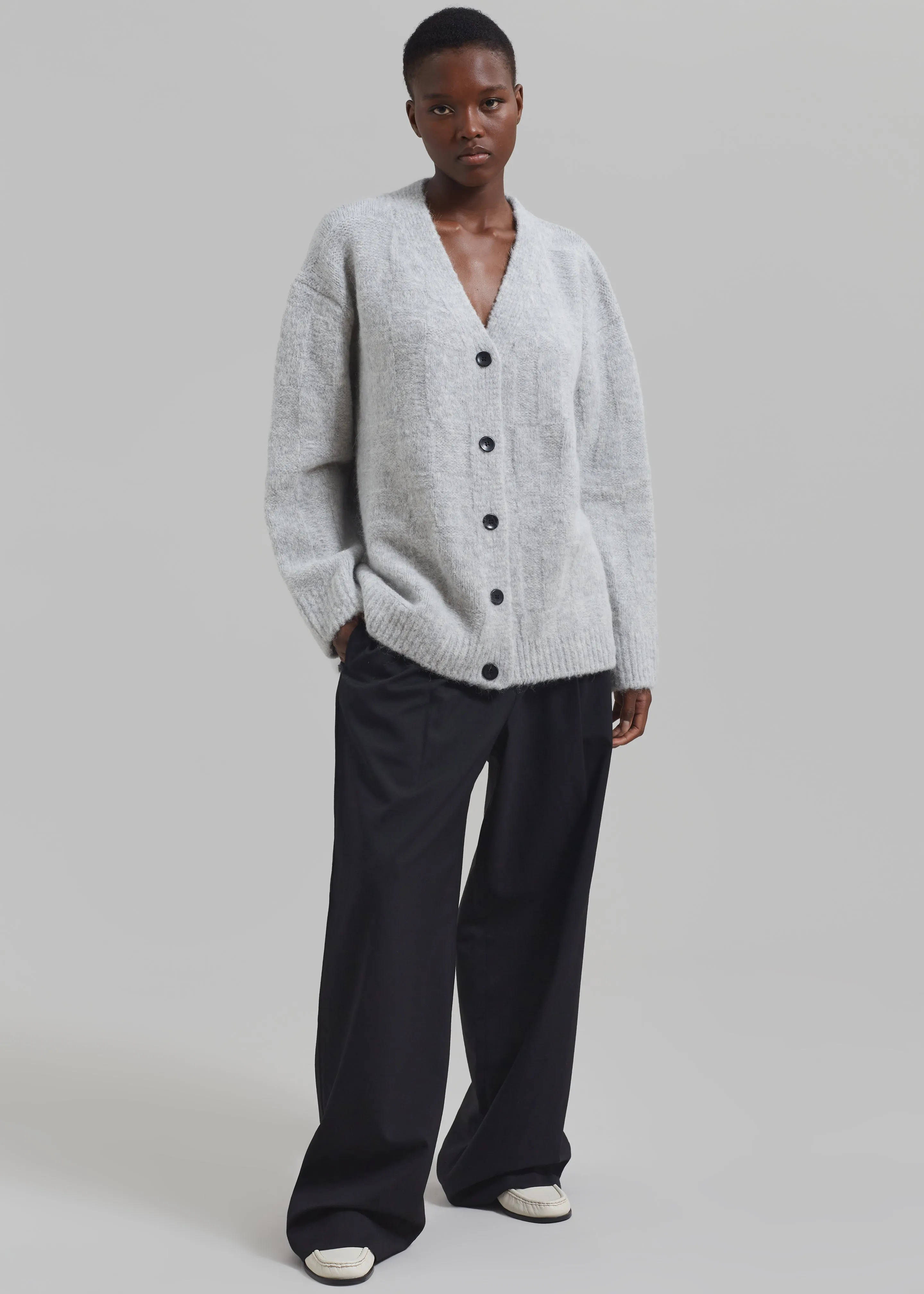 Proenza Schouler White Label Alana Cardigan - Light Grey Melange