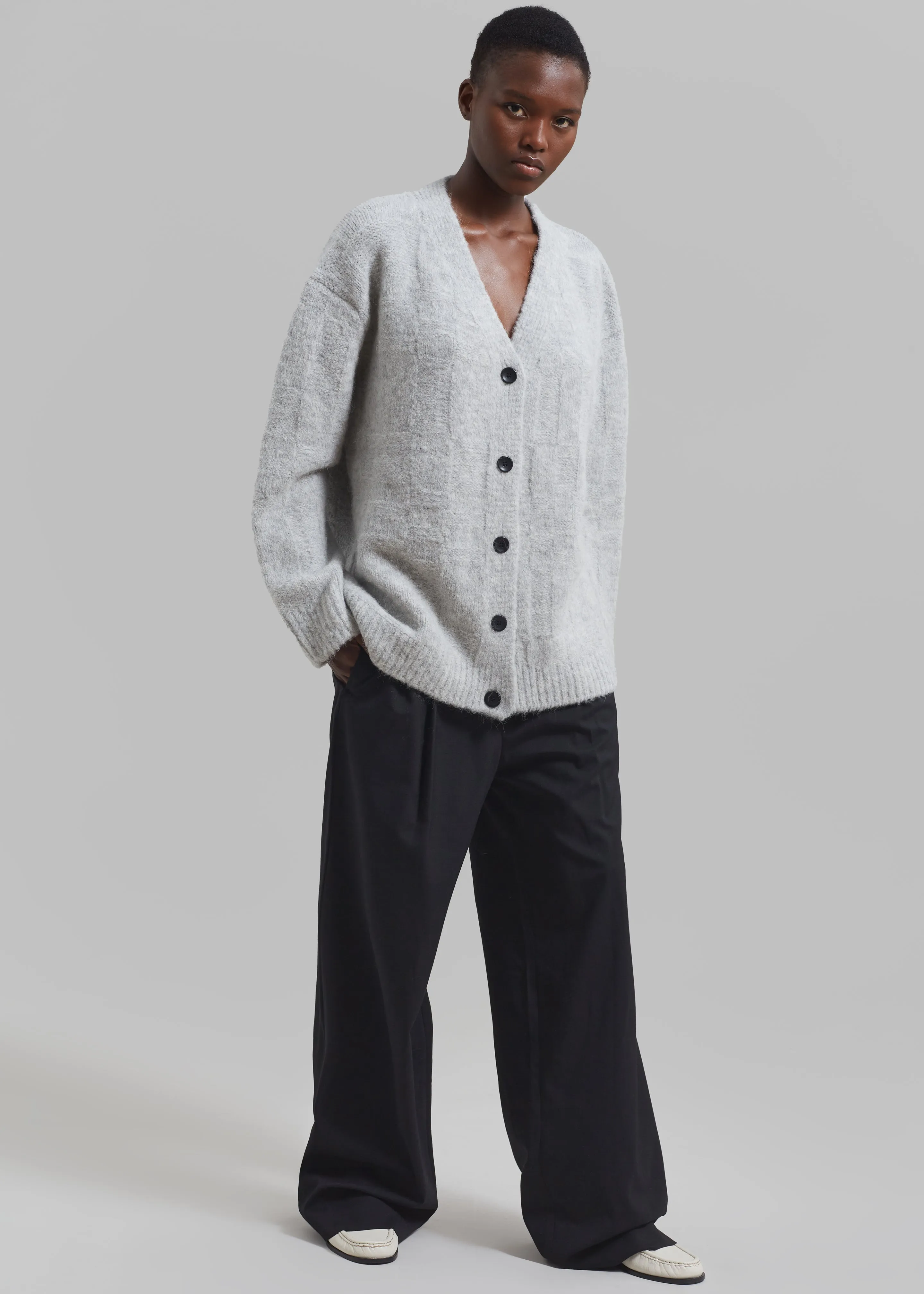 Proenza Schouler White Label Alana Cardigan - Light Grey Melange