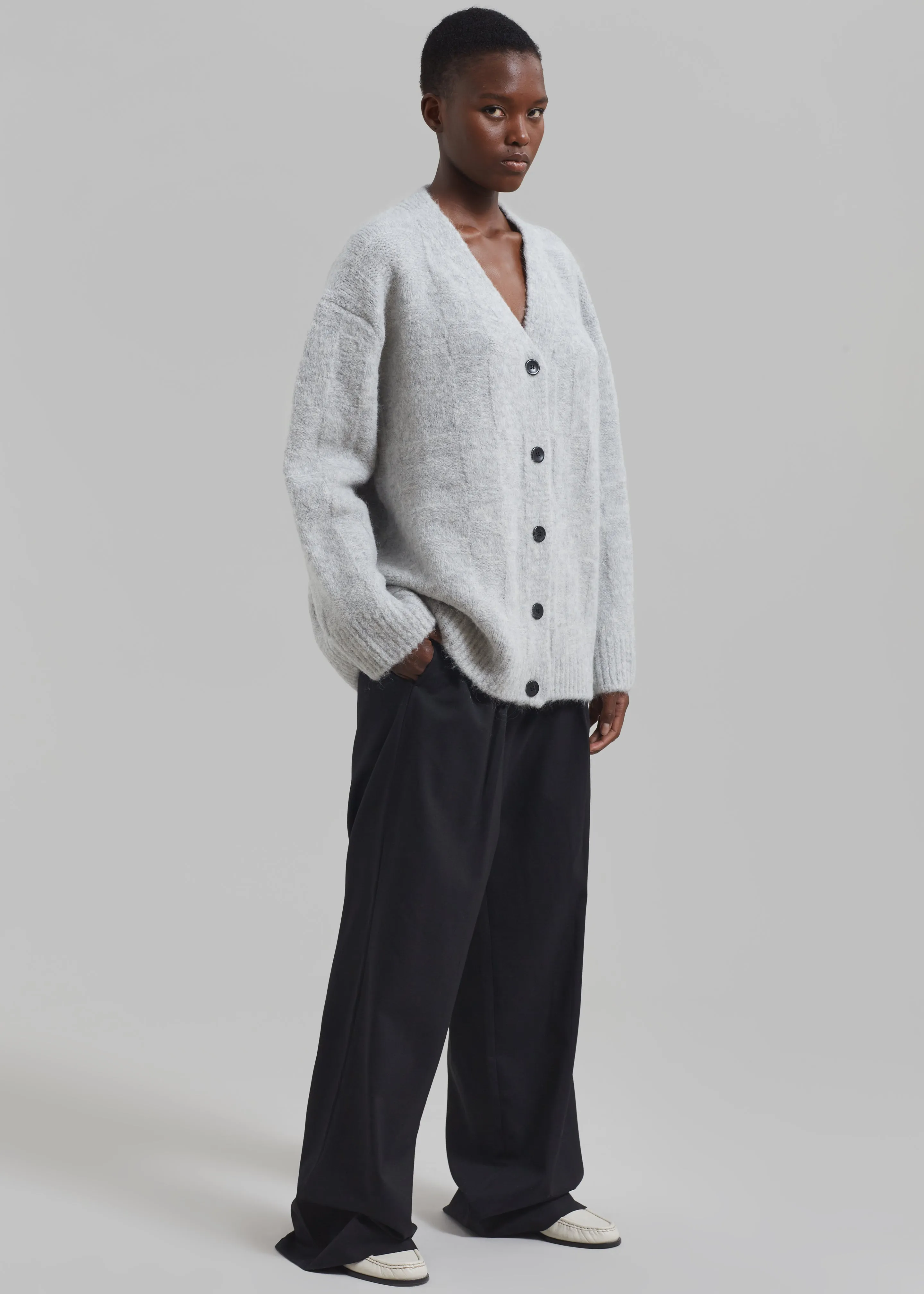 Proenza Schouler White Label Alana Cardigan - Light Grey Melange