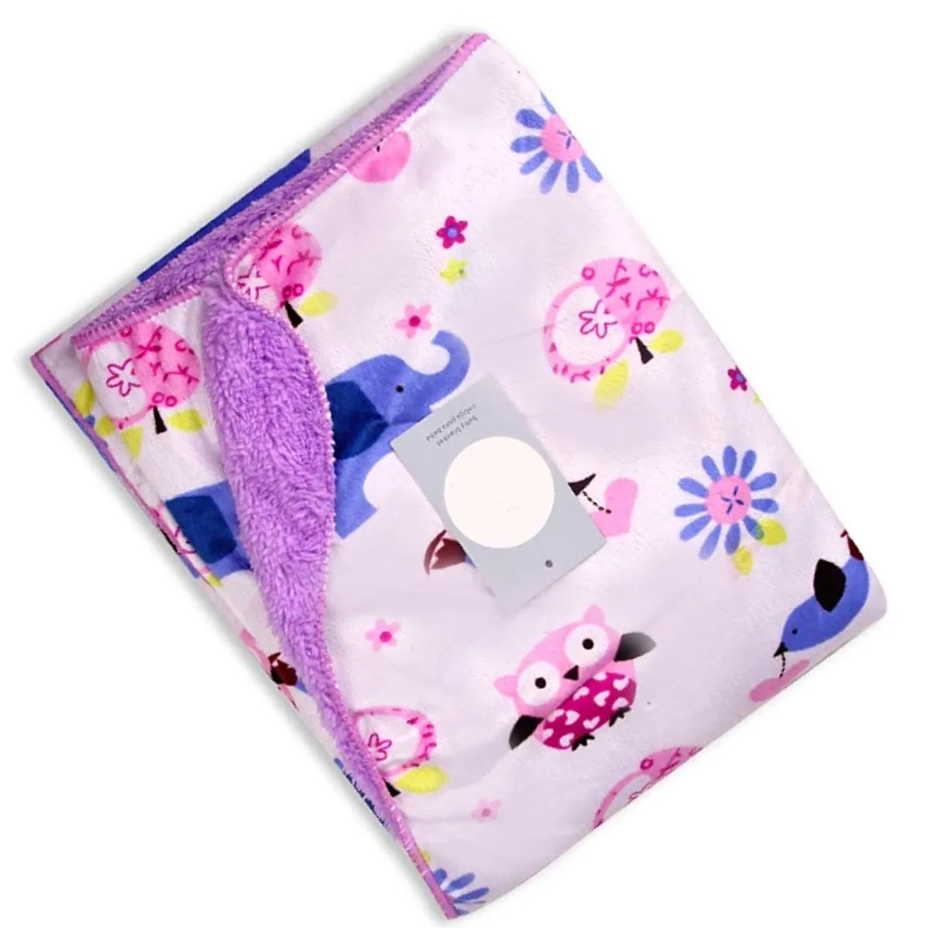 Purple Elephant Owl New Born Baby Blanket