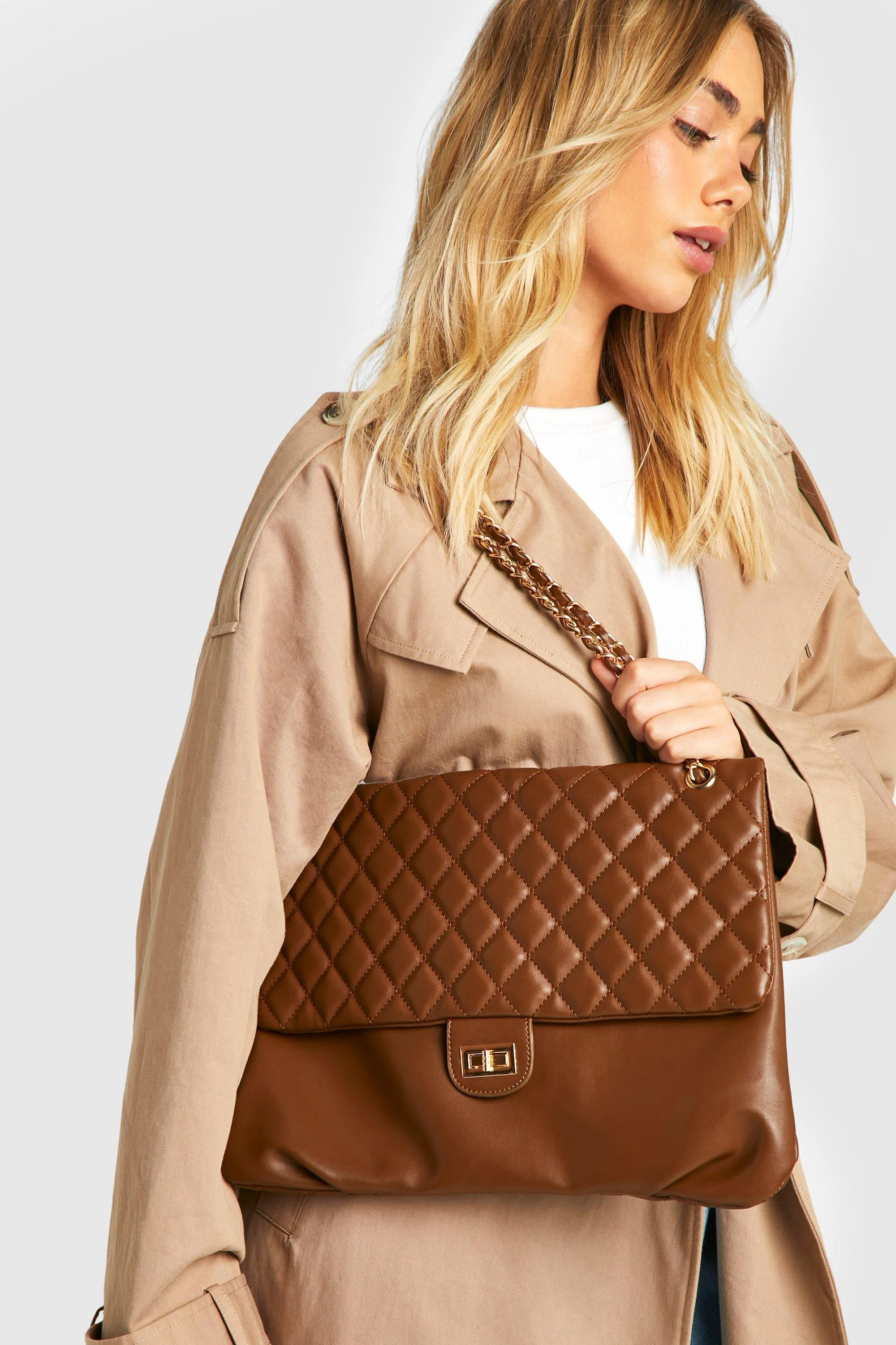 Quilted Faux Leather Shoulder Bag